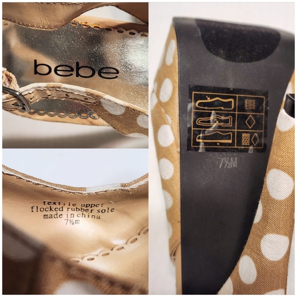 Bebe Kenley Polka Dot Platform Slingback Stiletto Heel Pump Beige/White 7.5 M - Picture 8 of 10